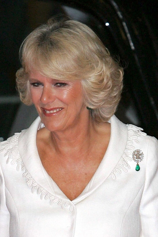 Kornvalio hercogienė Camilla pakabutį nešioja kaip sagę