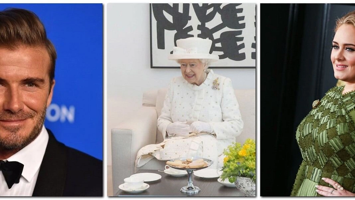 Davidas Beckhamas, karalienė Elizabeth II, Adele