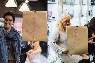 Erotinių prekių parduotuvės atidaryme Daina Bilevičiūtė atskleidė dailininkės talentą