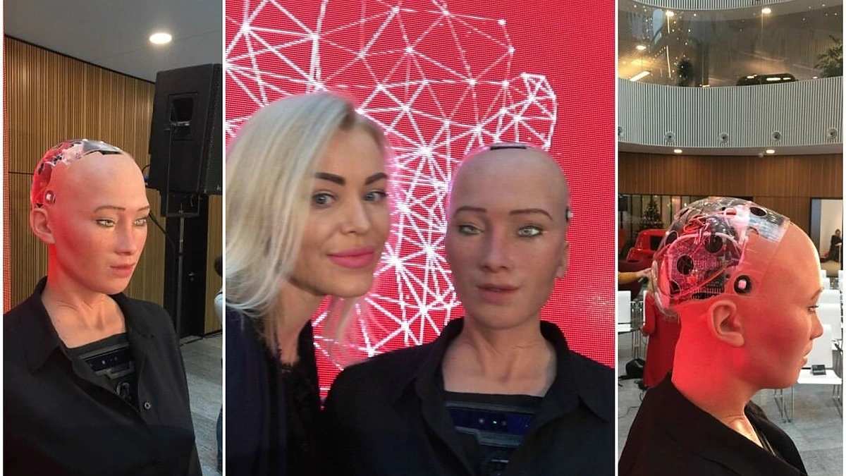 Stilistė Eva Ghaoui ir pirmasis pasaulyje humanoidas Sofija