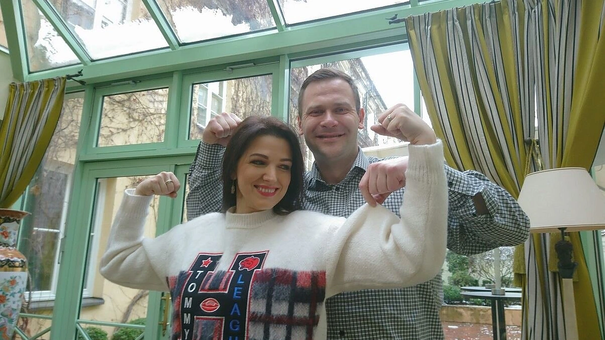 Mindaugas Bilius su laidos vedėja