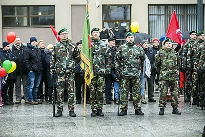 Trijų Baltijos valstybių vėliavų pakėlimo ceremonija Nepriklausomybės aikštėje