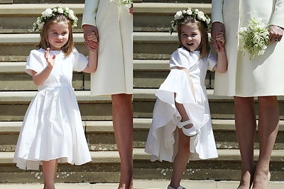 Vietoje nenustygstanti princesė Charlotte tapo karališkųjų vestuvių žvaigžde