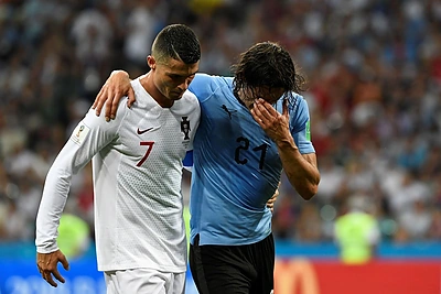 Edisonas Cavani ir Cristiano Ronaldo