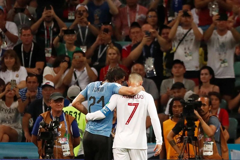 Edisonas Cavani ir Cristiano Ronaldo