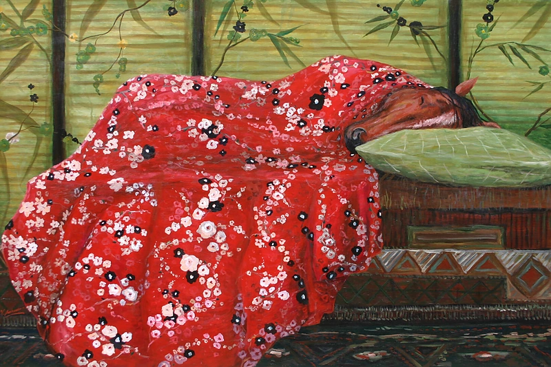 Vlado Mackevičiaus darbas MIEGANTI GAMTA (100x150cm 2011)