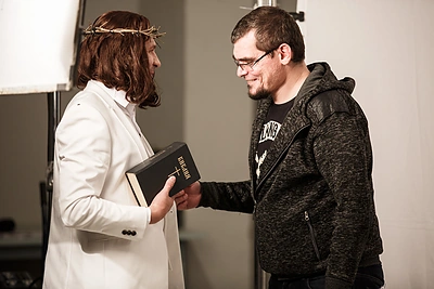 Režisierius Emilis Vėlyvis ir muzikos kūrėjas Egidijus Dragūnas