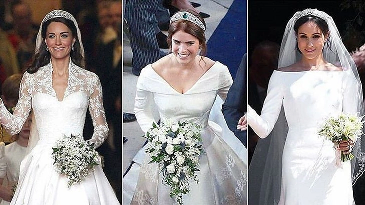 Catherine, Meghan ir Eugenie savo vestuvių dieną