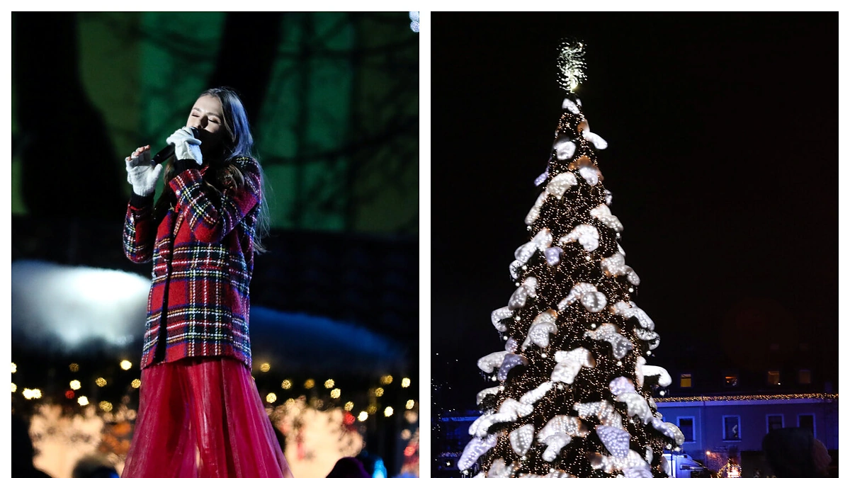 Kauno eglės įžiebimo akimirka/Teodoro Biliūno nuotr.