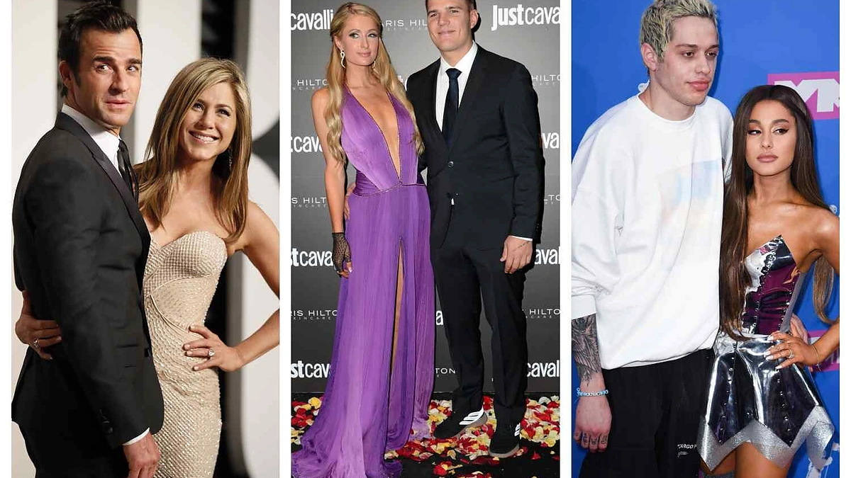 J. Aniston ir J. Therouxas, P. Hilton ir C. Zynka, A. Grande ir P. Davidsone / „Scanpix“ nuotr.