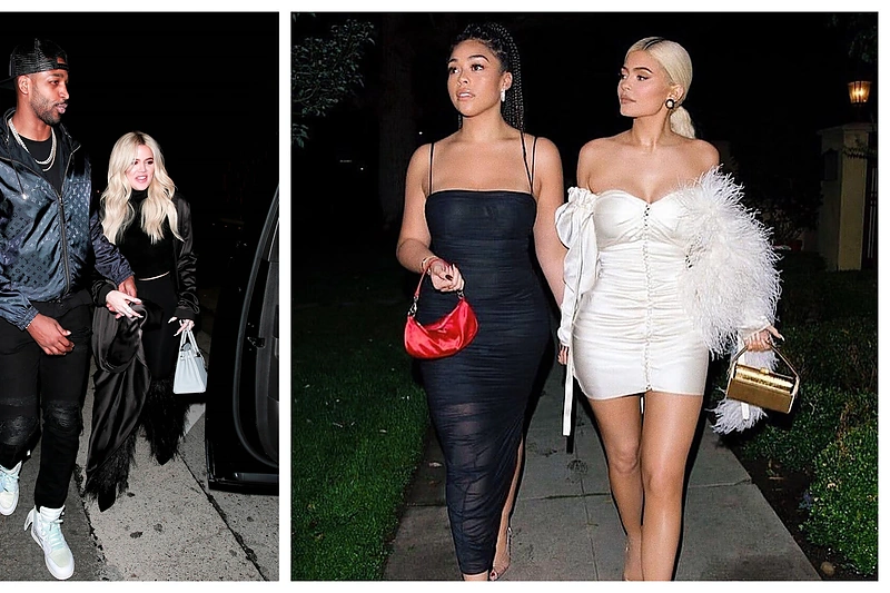 Tristanas Thompsonas, Khloe Kardashian ir Jordyn Woods su Kylie Jenner