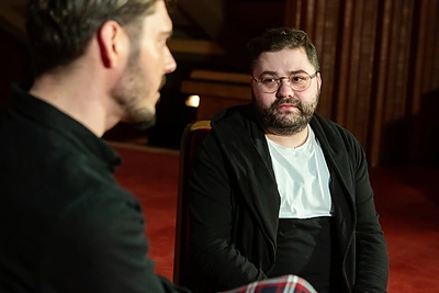 Rafailas Karpis laidoje „Džentelmenų pokalbiai“/Gretos Skaraitienės nuotr.