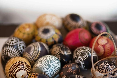 Margučių marginimo dirbtuvės turguje / D. Butėnaitės nuotr.