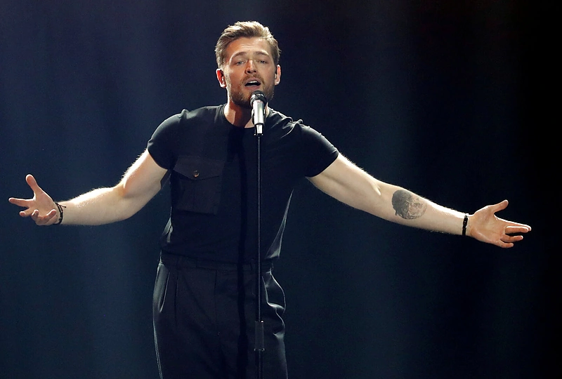 Jurijus Veklenko generalinėje pirmojo „Eurovizijos“ pusfinalio repeticijoje / „Scanpix“ nuotr.