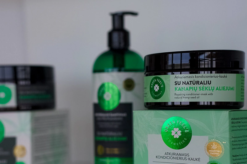 GREEN FEEL'S linija su ypatinguoju kanapių sėklų aliejumi/Ingos Sinkevičienės ir Cosmoway nuotr.