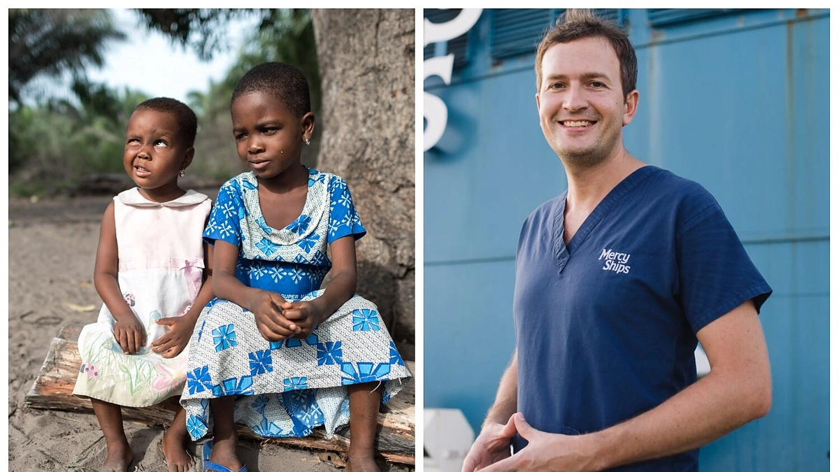 Paulius Rudalevičius ir Afrikos vaikai/Melissos Davey („Mercy Ships“) ir asmeninio archyvo nuotr.