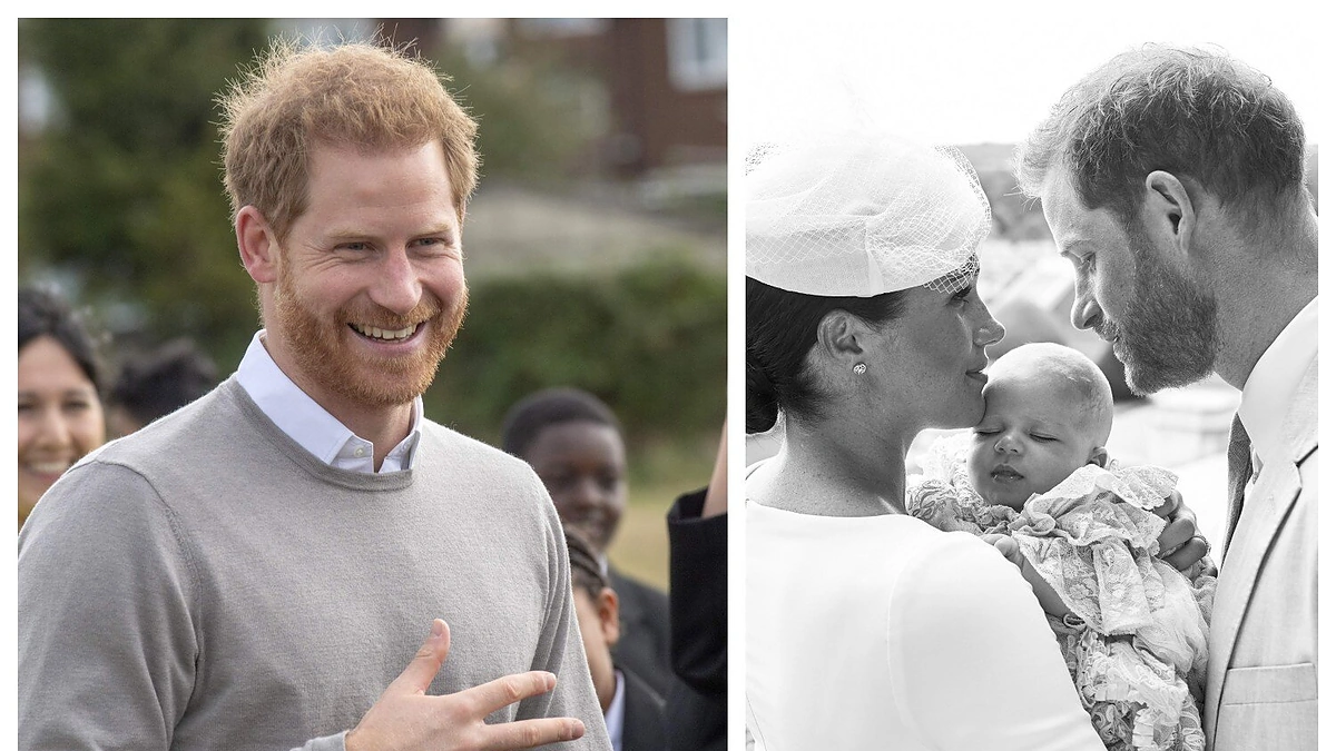 Princas Harry su žmona ir sūnumi / „Scanpix“ nuotr.