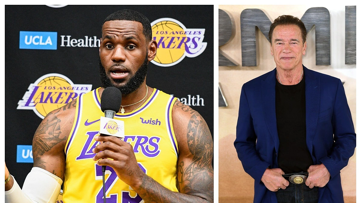LeBronas Jamesas ir Arnoldas Schwarzeneggeris / „Scanpix“ nuotr.