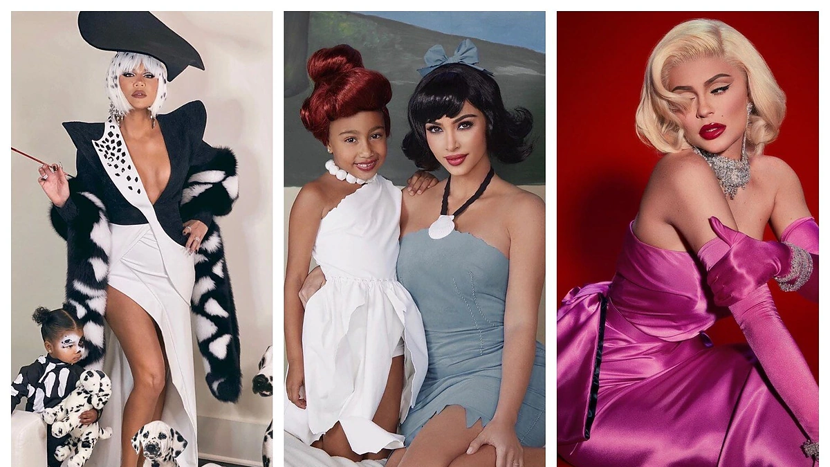 Khloe Kardashian su dukra, Kim Kardashian su dukra ir Kylie Jenner / Socialinių tinklų nuotr.