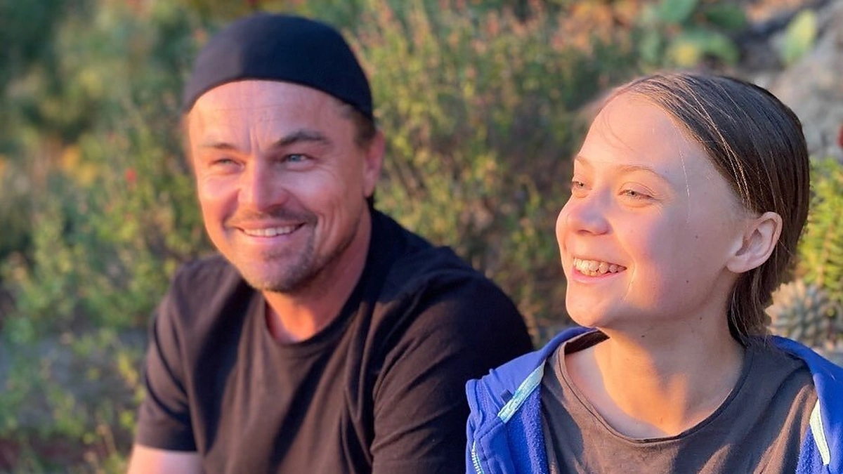 Leonardo Dicaprio ir Greta Thunberg/ Socialinių tinklų nuotr.