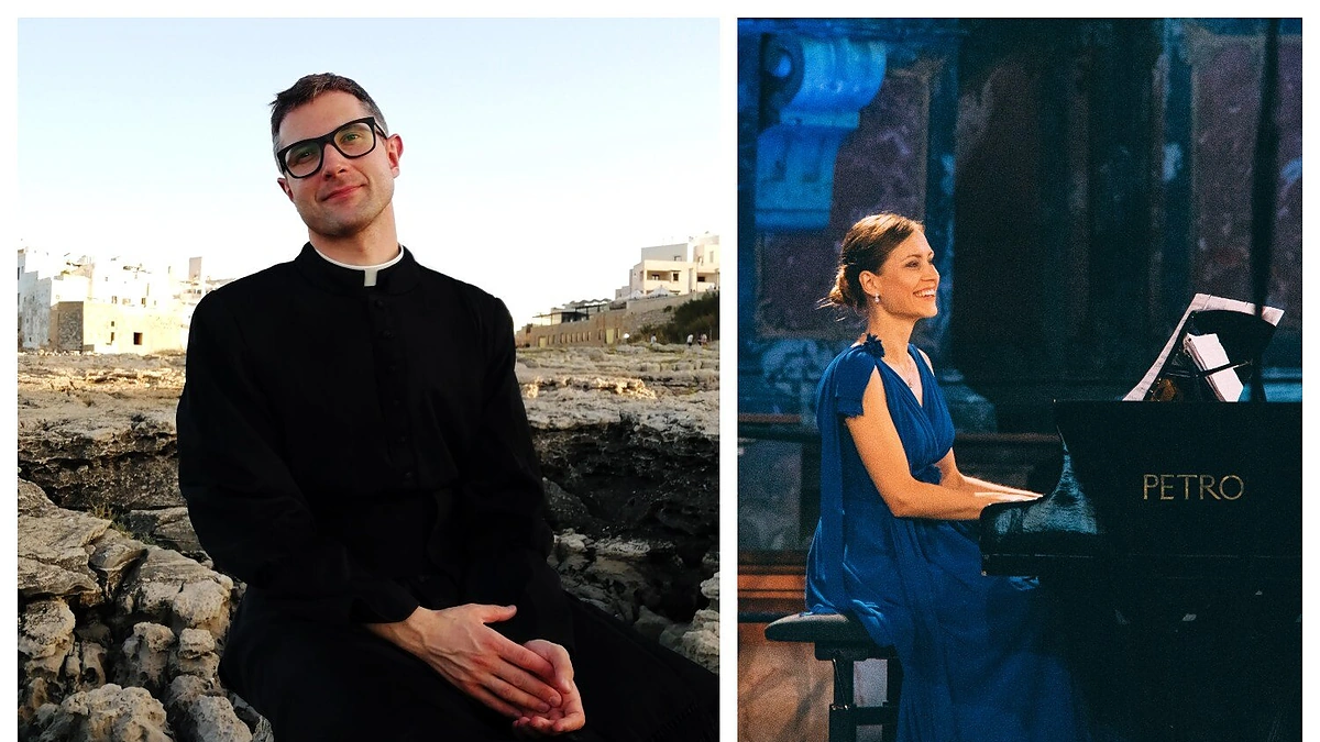 Pianistė Ieva Dūdaitė ir kunigas Benas Lyris / Organizatorių nuotr.