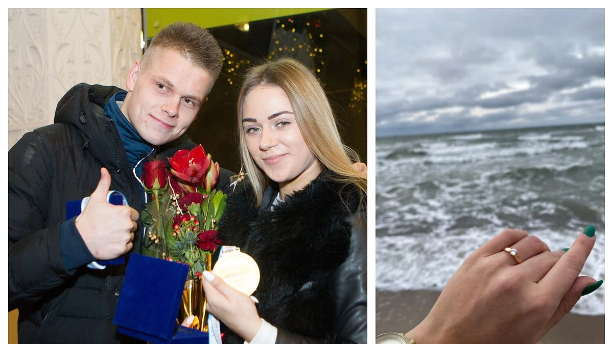 Plaukikas Danas Rapšys po devynerių metų draugystės pasipiršo mylimajai Jurintai Urbonaitei/„ŽMONĖS Foto“ ir soc. tinklų nuotr.