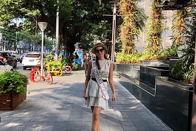 Gretė Brokienė grožio konkurse „Misis pasaulis“/Asmeninio archyvo nuotr.