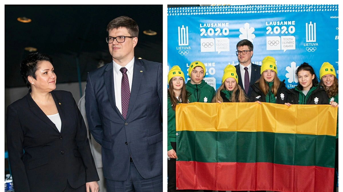 Lietuvos jaunimo delegacijos palydėtuvės į žiemos jaunimo olimpines žaidynes Lozanoje/Pauliaus Peleckio/„ŽMONĖS Foto“ nuotr.