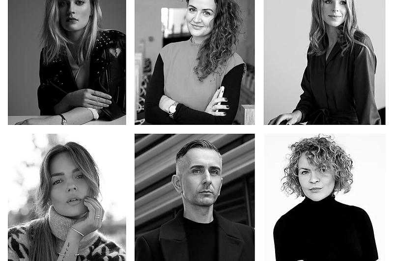 Pirmųjų mokymų influenceriams lektorės M. Kazėnaitė, U. Petrauskaitė, D. Venciūtė, S. Burbaitė ir U. Mikelevičiūtė su kurso organizatoriumi A. Remeika/ Organizatorių nuotr.