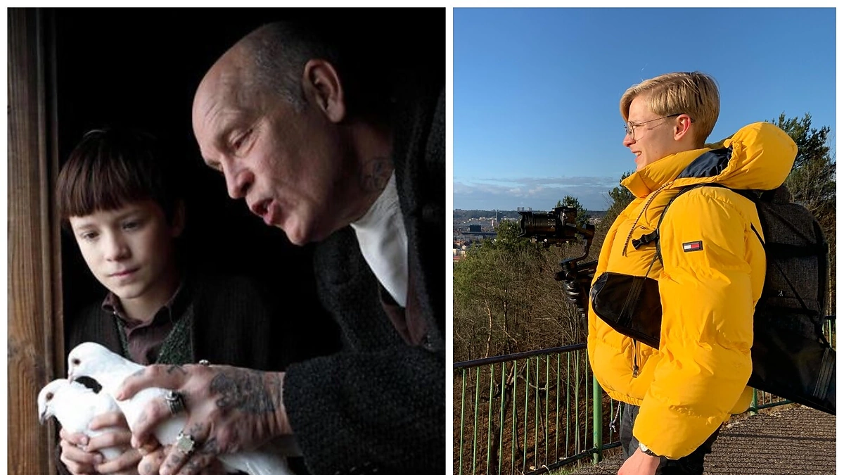 13 metų Arnas Siliesoraitis filme „Sibierietiškas Auklėjimas“ su J. Malkovichiumi (kairėje) ir dabar (dešinėje)/Asmeninio archyvo nuotr.
