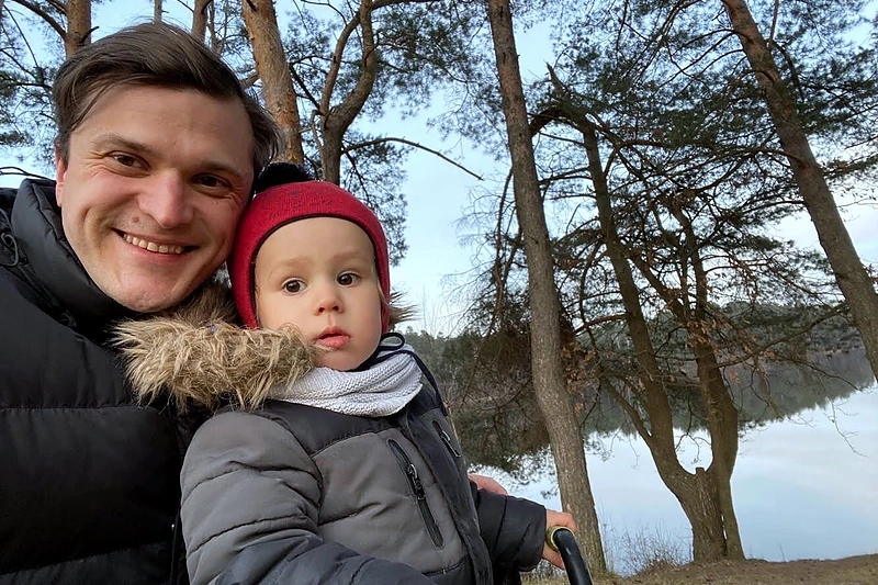 Tomas Pavilionis su vaiku/Asmeninio archyvo nuotr.