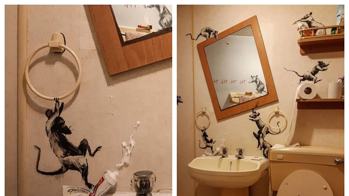 Banksy menas namuose/Socialinių tinklų nuotr.