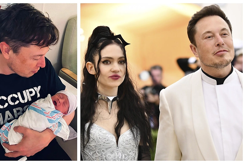 Elonas Muskas su sūneliu ir mylimąja Grimes/ Socialinių tinklų ir SCANPIX nuotr.