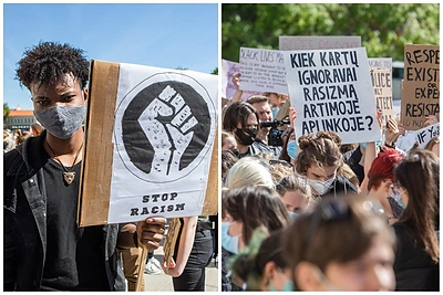 Vilniuje – demonstracija už juodaodžių teises: neišvengta konfliktų