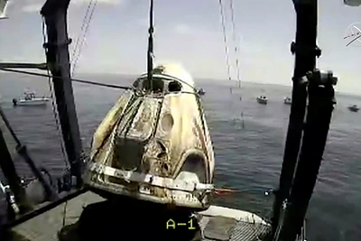„SpaceX“ pilotuojama kapsulė „Crew Dragon“ rugpjūčio 2-ąją grįžo iš kosmoso ir nusileido Meksikos įlankoje / Scanpix nuotr.