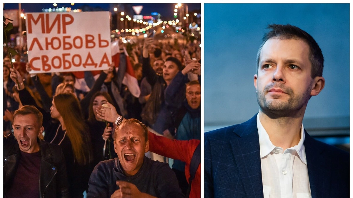 Andrius Tapinas ragina palaikyti Baltarusiją / „Scanpix“ ir „ŽMONĖS Foto“ nuotr.