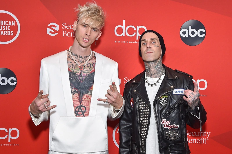 Machine Gun Kelly ir Travisas Barkeris / AFP/„Scanpix“ nuotr.