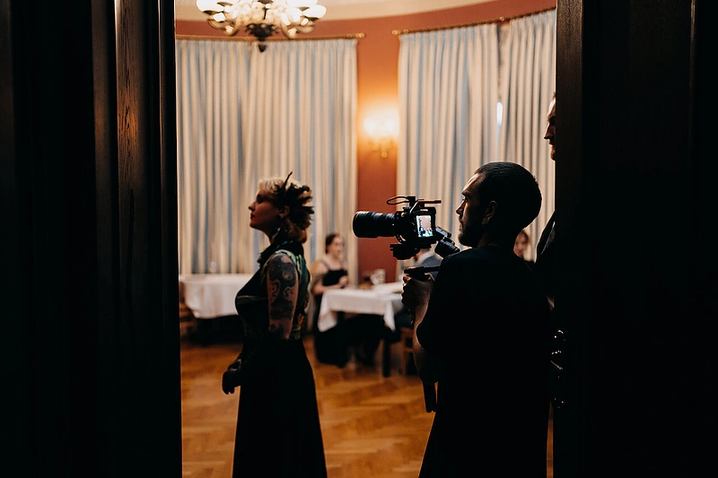 Filmo „Klostės“ filmavimo akimirka