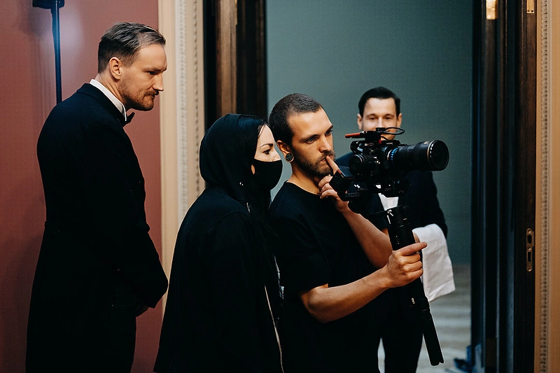Filmo „Klostės“ filmavimo akimirka
