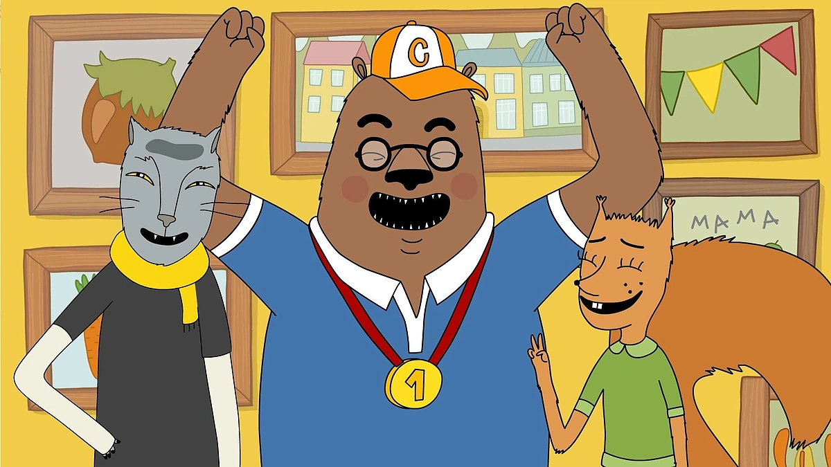 Kadras iš lietuviško animacinio filmo „Pieno baras“