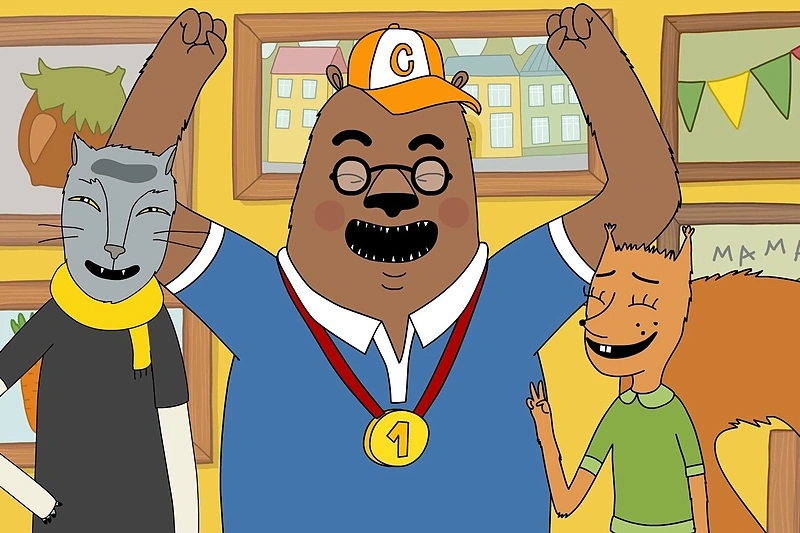 Kadras iš lietuviško animacinio filmo „Pieno baras“