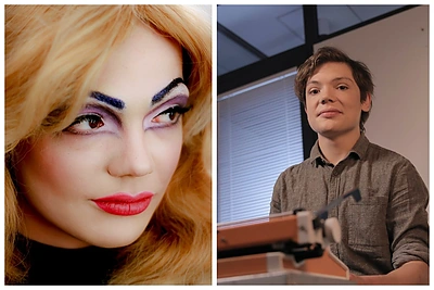 Su makiažu įsiamžinęs M.P.E.Martynenko: „Vaivorykštėje – septynios spalvos. Geltona, žalia, raudona – tarp jų“