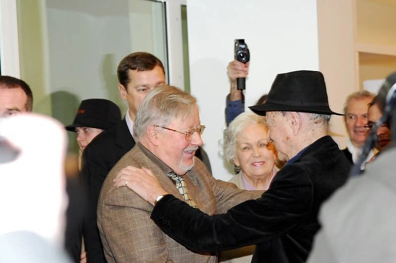 Vytautas Landsbergis ir Jonas Mekas / JMVMC archyvo nuotr.