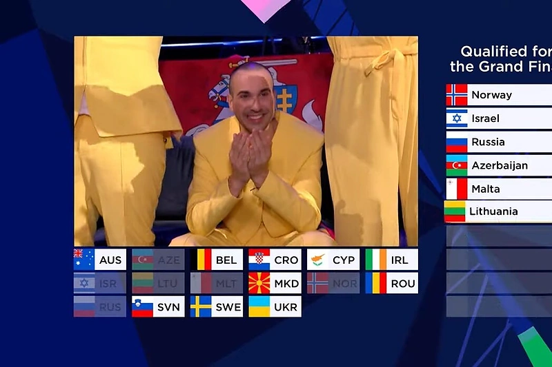 Akimirka, kai paskelbiama, jog Lietuva pateko į finalą / Stop kadras