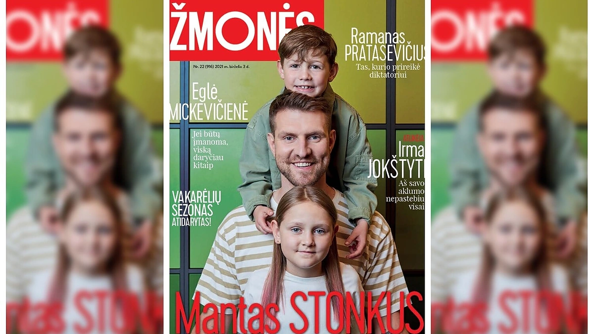 Mantas Stonkus su vaikais Pranciškumi ir Cecilija