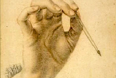 Dešinė Artemizijos Džentileski ranka su teptuku, 1625-ieji, Pierre’o Dumonstier II piešinys / Vida Press nuotrauka