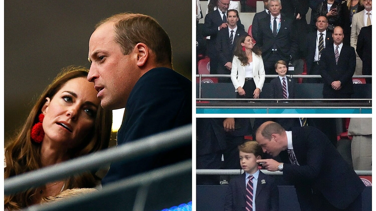 Princas Williamas su Kembridžo kunigaikštiene Catherine ir sūnumi George'u atvyko palaikyti Anglijos rinktinės / „Scanpix“ nuotr.