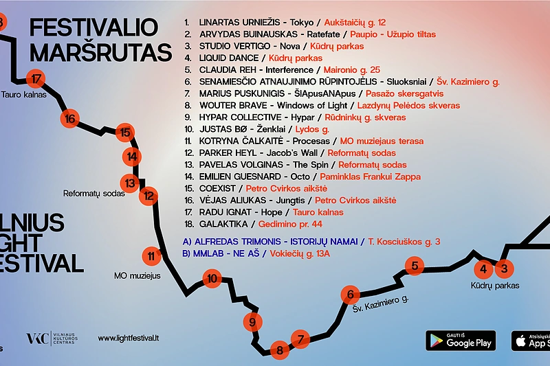 III Vilniaus šviesų festivalio maršrutas