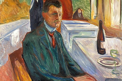 AUTOPORTRETAS SU VYNO BUTELIU. 1906. Muncho muziejus, Oslas
