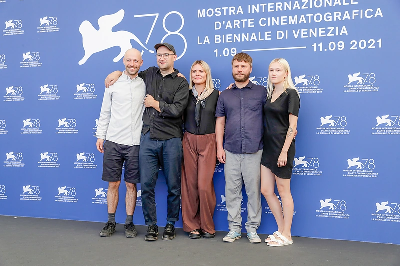 Filmo „Piligrimai“ kūrybinė komanda: operatorius Narvydas Naujalis, režisierius Laurynas Bareiša, prodiuserė Klementina Remeikaitė ir pagrindiniai aktoriai Giedrius Kiela su Gabija Bargailaite / Getty nuotrauka